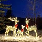 3pcs Light Up Christmas Reindeer Xmas Twinkling Deer Outdoor Garden Deocrations