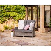 Reclining Rattan Garden 2 Seat Sofa in Grey - Fiji - Rattan Direct