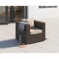 Rattan Garden Armchair in Truffle Brown & Champagne - Ascot - Rattan Direct