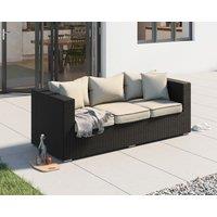 3 Seater Rattan Sofa in Black & White - Ascot - Rattan Direct