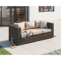 3 Seater Rattan Sofa in Truffle Brown & Champagne - Ascot - Rattan Direct