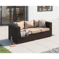 3 Seater Rattan Garden Sofa in Brown - Ascot - Rattan Direct