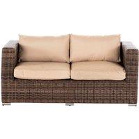 2 Seater Rattan Garden Sofa in Truffle Brown & Champagne - Ascot - Rattan Direct