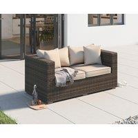 2 Seater Rattan Sofa in Truffle Brown & Champagne - Ascot - Rattan Direct