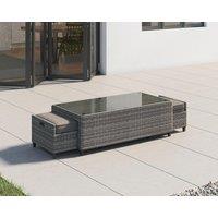 Rattan Garden Coffee Table with 2 Footstools in Grey - Ascot - Rattan Direct