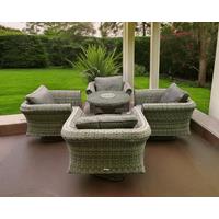 Rattan Garden Set with 4 Swivel Chairs & Bistro Ice Bucket Table in Grey - Lisbon - Rattan Direct