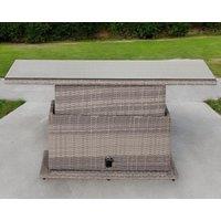 Adjustable Rectangular Rattan Garden Dining Table in Double Flat Grey - Rattan Direct