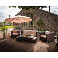 2 Seater Rattan Garden Sofa & Armchair Set in Brown - Ascot - Rattan Direct