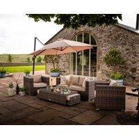 2 Seater Rattan Garden Sofa Set in Truffle Brown & Champagne - Ascot - Rattan Direct