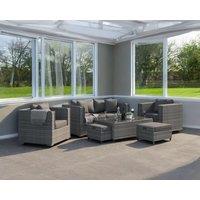 2 Seater Rattan Conservatory Sofa & Armchair Set With Coffee Table in Grey - Ascot - Rattan Direct