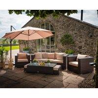 3 Seater Rattan Garden Sofa & Armchair Set in Brown - Ascot - Rattan Direct