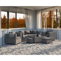 3 Seater Rattan Conservatory Sofa & Armchair Set in Grey - Ascot - Rattan Direct