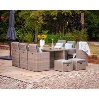 6 Seat Rattan Garden Cube Dining Set in Grey with 6 Footstools - Barcelona - Rattan Direct