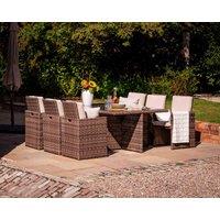 6 Seat Rattan Garden Cube Dining Set in Truffle Brown & Champagne - Barcelona - Rattan Direct