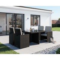 4 Seat Rattan Garden Cube Dining Set in Black & White - 5 Piece - Barcelona - Rattan Direct