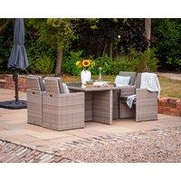 4 Seater Rattan Garden Cube Dining Set in Grey - Barcelona - Rattan Direct