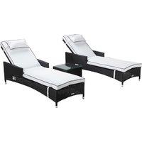 Cambridge Rattan Garden Sun Lounger Set in Black & White - Cambridge - Rattan Direct