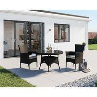 2 Seater Rattan Dining Set With Small Round Table in Black & White - Cambridge - Rattan Direct