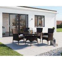 4 Rattan Conservatory Chairs & Small Round Dining Table Set in Brown - Cambridge - Rattan Direct