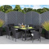 Cambridge 6 Stackable Rattan Garden Chairs & Open Leg Rectangular Table Set in Black & White - Cambridge - Rattan Direct