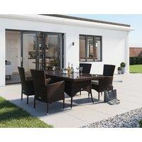 Cambridge 4 Rattan Garden Chairs & Rectangular Dining Table Set in Brown - Cambridge - Rattan Direct