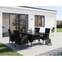 Cambridge 4 Rattan Garden Chairs & Rectangular Dining Table Set in Black & White - Cambridge - Rattan Direct