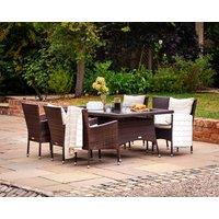 6 Seat Rattan Garden Dining Set With Rectangular Dining Table in Brown - Cambridge - Rattan Direct