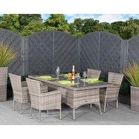 4 Seat Rattan Garden Dining Set With Large Rectangular Dining Table in Grey - Cambridge - Rattan Direct