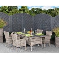 4 Seat Rattan Dining Set With Large Rectangular Dining Table in Grey - Cambridge - Rattan Direct