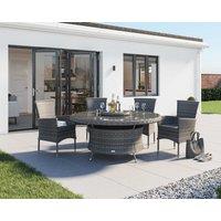 4 Rattan Garden Chairs & Large Round Dining Table Set in Grey - Cambridge - Rattan Direct