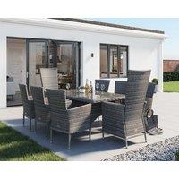 Rectangular Rattan Garden Dining Table Set in Grey With 8 Chairs - Cambridge - Rattan Direct