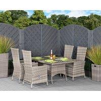 4 Reclining Chairs & Small Rectangular Rattan Garden Dining Table Set in Grey - Cambridge - Rattan Direct