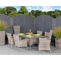 Cambridge 2 Reclining + 4 Non-Reclining Rattan Garden Chairs & Small Rectangular Dining Table Set in Grey - Cambridge - Rattan Direct