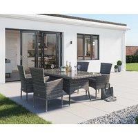 4 Rattan Chairs & Small Rectangular Dining Table Set in Grey - Cambridge - Rattan Direct
