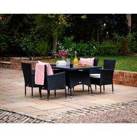 4 Rattan Chairs & Small Rectangular Dining Table Set in Black & White - Cambridge - Rattan Direct