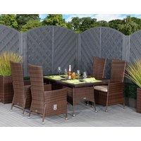 Small Rectangular Rattan Dining Table & 4 Reclining Chairs in Brown - Cambridge - Rattan Direct