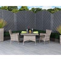 Square Rattan Dining Table & 2 Stackable Chairs in Grey - Cambridge - Rattan Direct