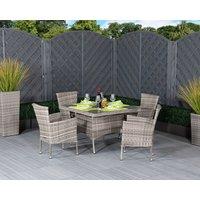 4 Seat Rattan Dining Set With Square Dining Table in Grey - Cambridge - Rattan Direct