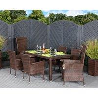 Cambridge 2 Reclining + 4 Stackable Rattan Garden Chairs & Open Leg Rectangular Table Set in Brown - Cambridge - Rattan Direct