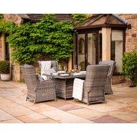 4 Reclining Rattan Garden Chairs & Square Ice Bucket Dining Table in Grey - Fiji - Rattan Direct