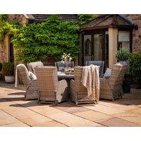 Reclining Rattan Garden Dining Set with 8 Chairs & Large Round Table in Grey - Fiji - Rattan Dir