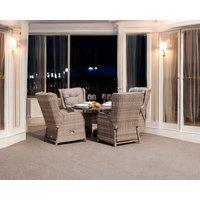 Reclining Rattan Conservatory Dining Set with 4 Chairs & Round Table in Grey - Fiji - Rattan Direct