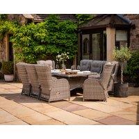 Reclining Rattan Garden Dining Set with 8 Chairs & Large Rectangular Table in Grey - Fiji - Rattan Direct