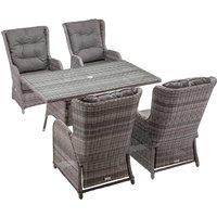 4 Reclining Rattan Garden Dining Chairs & Rectangular Table in Grey - Fiji - Rattan Direct