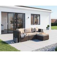 Rattan Garden Corner Sofa Set in Truffle Brown & Champagne - 4 Piece - Florida - Rattan Direct