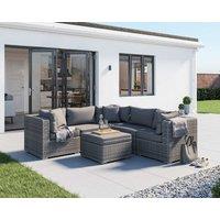 Rattan Garden Corner Sofa Set in Grey - 6 Piece - Florida - Rattan Direct