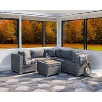 Rattan Conservatory Corner Sofa Set in Grey - 6 Piece - Florida - Rattan Direct