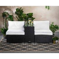 Rattan Garden High Armed 2 Seat Bistro Set in Black & White - Florida - Rattan Direct