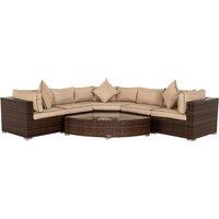 Rattan Garden Corner Sofa Set in Brown - 6 Piece Angled Set - Florida - Rattan Direct