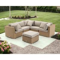 Rattan Garden 6 Piece Corner Sofa Set in Willow - Florida - Rattan Direct